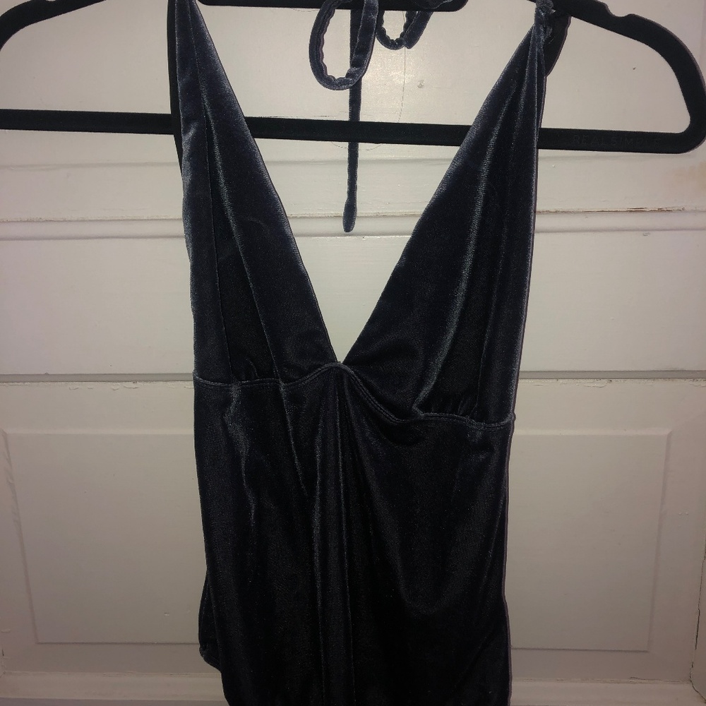 Dark Purple Velvet Halter Leotard